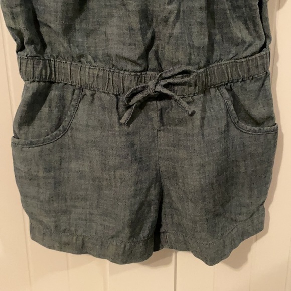 Gap Kids S 6 7 Chambray Romper blue shorts vacation tie stays put sturdy - Picture 4 of 9
